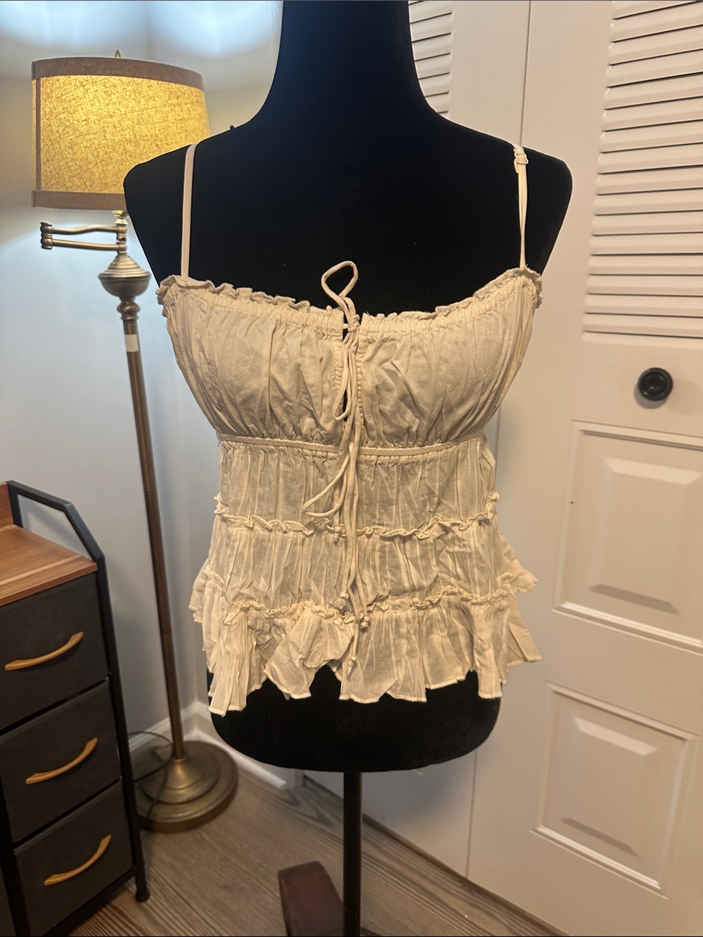 Women’s Cream Ruffle Smocked Cami Top by Aerie